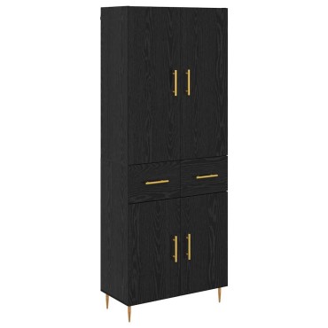 vidaXL Highboard Μαύρη Οξυά 69,5x34x180cm Επεξεργασμένο Ξύλο 1 τεμ.
