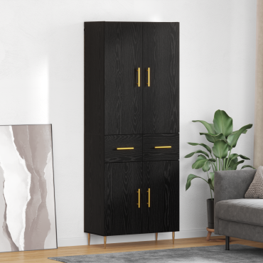 vidaXL Highboard Μαύρη Οξυά 69,5x34x180cm Επεξεργασμένο Ξύλο 1 τεμ.