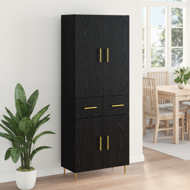 vidaXL Highboard Μαύρη Οξυά 69,5x34x180cm Επεξεργασμένο Ξύλο 1 τεμ.