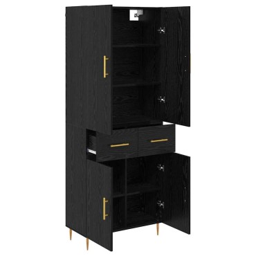vidaXL Highboard Μαύρη Οξυά 69,5x34x180cm Επεξεργασμένο Ξύλο 1 τεμ.
