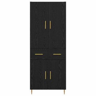 vidaXL Highboard Μαύρη Οξυά 69,5x34x180cm Επεξεργασμένο Ξύλο 1 τεμ.