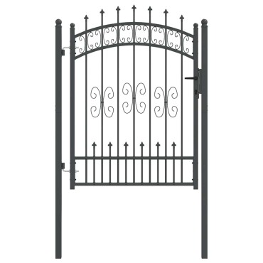 vidaXL Πύλη Φράχτη με Στρογγυλή Κορυφή KAMPEN 103 x 175 cm Ατσάλι Γκρι