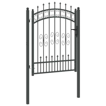 vidaXL Πύλη Φράχτη με Στρογγυλή Κορυφή KAMPEN 103 x 175 cm Ατσάλι Γκρι