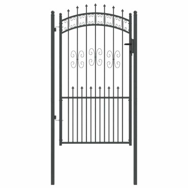 vidaXL Πύλη Φράχτη με Στρογγυλή Κορυφή KAMPEN 103 x 175 cm Ατσάλι Γκρι