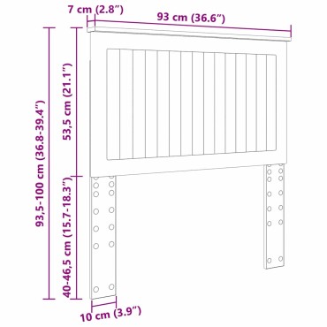 vidaXL Κεφαλάρι Μαύρο Επεξεργασμένο ξύλο 93x7x100cm 1 τεμ.