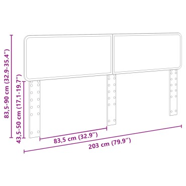 vidaXL Κεφαλάρι Καφέ δρυς Επεξεργασμένο ξύλο 203x3x90cm 1 τεμ.