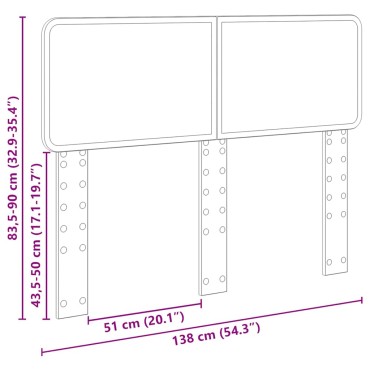vidaXL Κεφαλάρι Μαύρη Οξυά Επεξεργασμένο ξύλο 138x3x90cm 1 τεμ.
