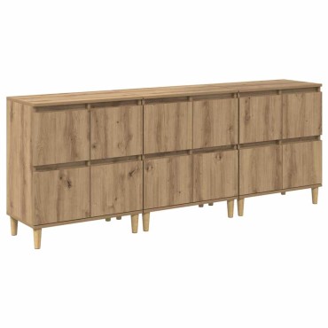 vidaXL Παραδοσιακά Πλευρικά Έπιπλα 3 τεμ. Artisan Oak 60x35x70cm