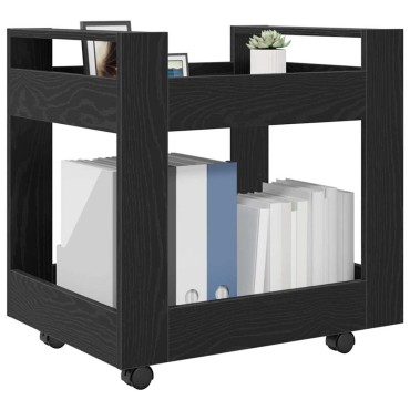 vidaXL Τροχήλατο Γραφείο Μαύρη Οξυά 60x45x60cm Επεξεργασμένο Ξύλο