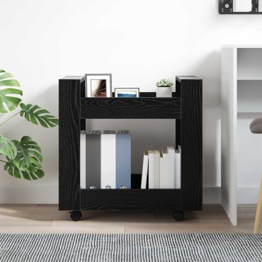 vidaXL Τροχήλατο Γραφείο Μαύρη Οξυά 60x45x60cm Επεξεργασμένο Ξύλο