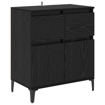 vidaXL Πλαϊνό γραφείο με συρτάρι Μαύρη Οξυά 60x35x70cm 1 τεμ.