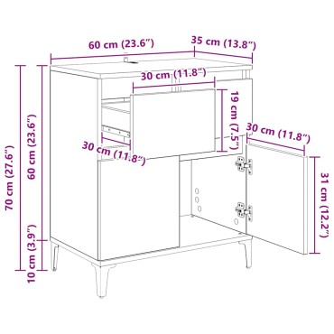 vidaXL Πλαϊνό γραφείο με συρτάρι Μαύρη Οξυά 60x35x70cm 1 τεμ.
