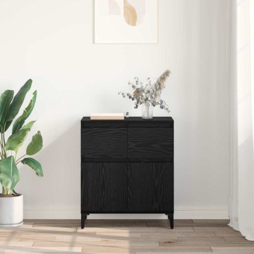 vidaXL Πλαϊνό γραφείο με συρτάρι Μαύρη Οξυά 60x35x70cm 1 τεμ.