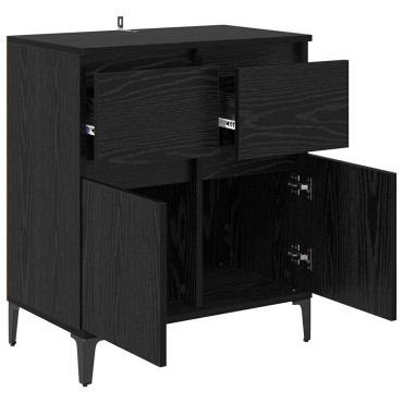 vidaXL Πλαϊνό γραφείο με συρτάρι Μαύρη Οξυά 60x35x70cm 1 τεμ.