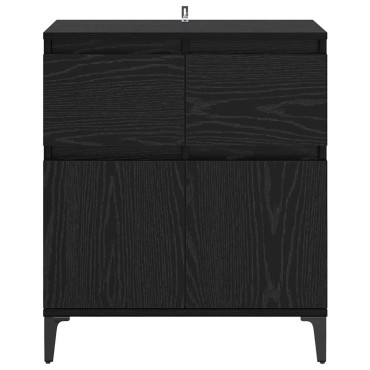 vidaXL Πλαϊνό γραφείο με συρτάρι Μαύρη Οξυά 60x35x70cm 1 τεμ.