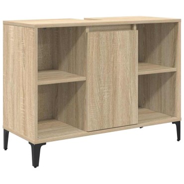 vidaXL Ντουλάπι νιπτήρα με ράφι με πόρτα Δρύς Sonoma 80x33x60 εκ 1 τεμ.