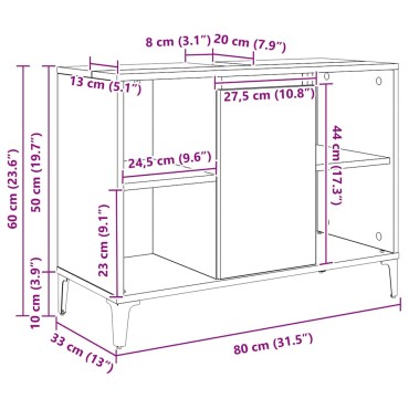 vidaXL Ντουλάπι νιπτήρα με ράφι με πόρτα Δρύς Sonoma 80x33x60 εκ 1 τεμ.