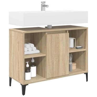 vidaXL Ντουλάπι νιπτήρα με ράφι με πόρτα Δρύς Sonoma 80x33x60 εκ 1 τεμ.