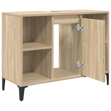 vidaXL Ντουλάπι νιπτήρα με ράφι με πόρτα Δρύς Sonoma 80x33x60 εκ 1 τεμ.