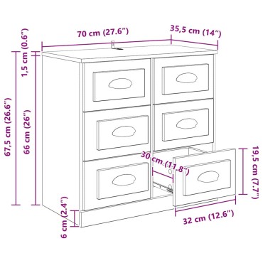 vidaXL Πλαϊνό γραφείο Παλιό Ξύλο 70x35,5x67,5cm 1 τεμ.