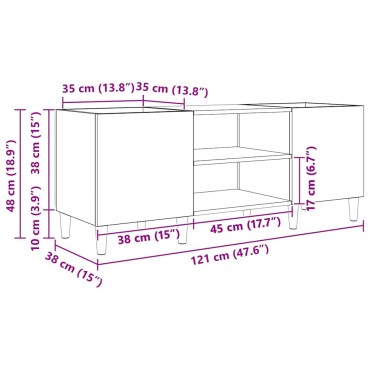 vidaXL Ντουλάπι δίσκων βινυλίου 121x38x48cm Επεξεργασμένο Ξύλο 1 τεμ.
