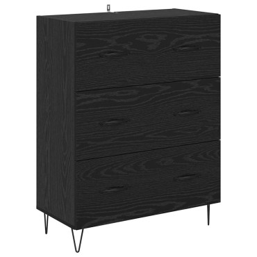 vidaXL Πλαϊνό γραφείο με συρτάρι Μαύρη Οξυά 69,5x34x90cm 1 τεμ.