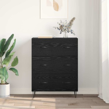 vidaXL Πλαϊνό γραφείο με συρτάρι Μαύρη Οξυά 69,5x34x90cm 1 τεμ.