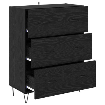 vidaXL Πλαϊνό γραφείο με συρτάρι Μαύρη Οξυά 69,5x34x90cm 1 τεμ.