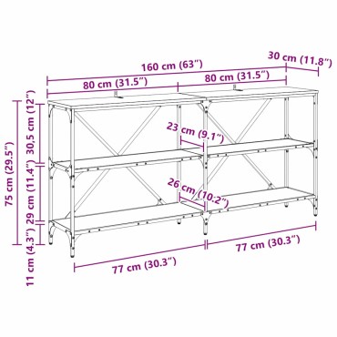 vidaXL Τραπέζι κονσόλας Παλιό ξύλο 160x30x75cm Επεξεργασμένο Ξύλο 1 τεμ.