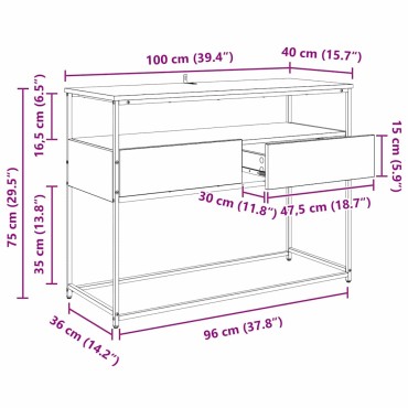 vidaXL Τραπέζι κονσόλας Artisan Oak 100x40x75cm 1 τεμ.