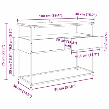vidaXL Τραπέζι κονσόλας Μαύρη Οξυά 100x40x75cm Επεξεργασμένο Ξύλο 1 τεμ.