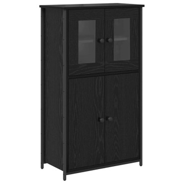 vidaXL Highboard Μαύρη Οξυά 62x32x106,5cm Επεξεργασμένο Ξύλο 1 τεμ.