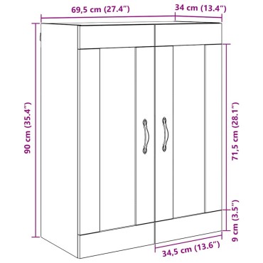 vidaXL Επιτοίχιο ντουλάπι Παλιό Ξύλο 69,5x34x90cm 1 τεμ.