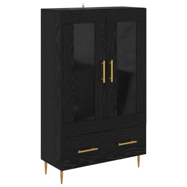 vidaXL Highboard Μαύρη Οξυά 69,5x31x115cm Σύνθετο Ξύλο και Γυαλί 1 τεμ.