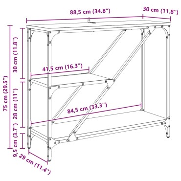 vidaXL Τραπέζι κονσόλας Artisan Oak 88,5x30x75cm 1 τεμ.