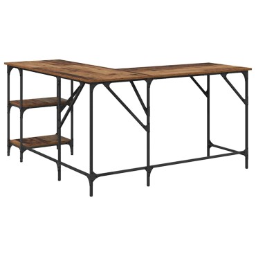 vidaXL Γραφείο Παλιό Ξύλο 139x139x75cm Επεξεργασμένο Ξύλο 1 τεμ.
