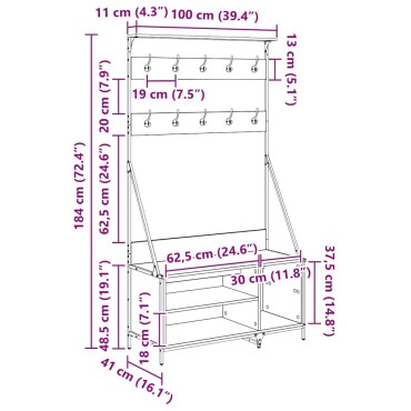 vidaXL Ράφι Ρούχων Artisan Oak 100 x 41 x 184 εκ Επεξεργασμένο Ξύλο