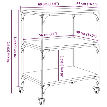 vidaXL Καρότσι Κουζίνας Παλιό Ξύλο 60x41x76cm Επεξεργασμένο Ξύλο