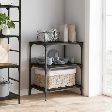 vidaXL Καρότσι Κουζίνας Μαύρη Οξυά 60x41x76cm Επεξεργασμένο Ξύλο