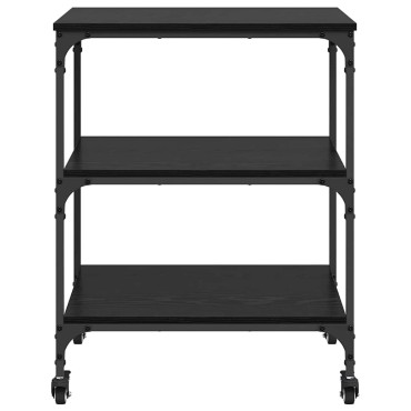vidaXL Καρότσι Κουζίνας Μαύρη Οξυά 60x41x76cm Επεξεργασμένο Ξύλο