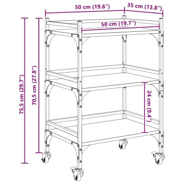 vidaXL Καρότσι Κουζίνας Artisan Oak 50x35x75.5 εκ