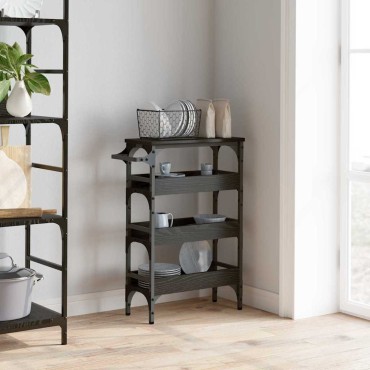 vidaXL Καρότσι Κουζίνας Μαύρη Οξυά 53x20x76cm Επεξεργασμένο Ξύλο