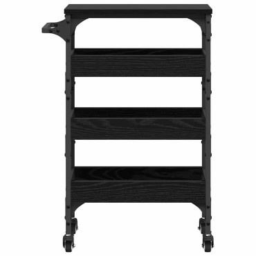 vidaXL Καρότσι Κουζίνας Μαύρη Οξυά 53x20x76cm Επεξεργασμένο Ξύλο
