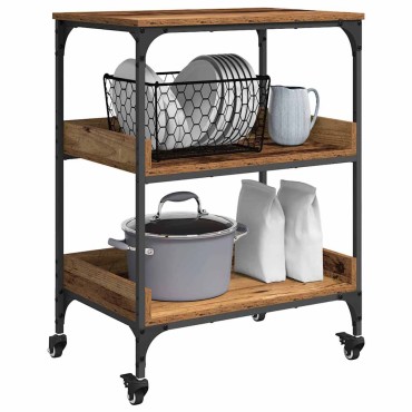 vidaXL Καρότσι Κουζίνας Παλιό Ξύλο 60x41x80.5cm