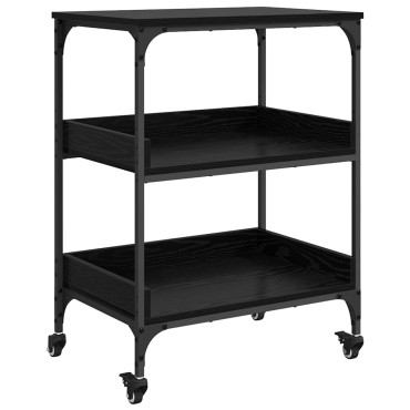 vidaXL Καρότσι Κουζίνας Μαύρη Οξυά 60x41x80.5cm