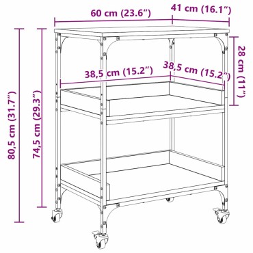 vidaXL Καρότσι Κουζίνας Μαύρη Οξυά 60x41x80.5cm