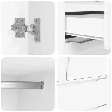 vidaXL Ντουλάπι Λευκός 79,5x49x156cm Μηχανικά επεξεργασμένο ξύλο