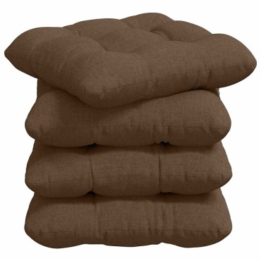 vidaXL Μαξιλάρια καθισμάτων 4 pcs Ύφασμα Καφέ 40x40x12cm