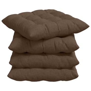 vidaXL Μαξιλάρια καθισμάτων 4 pcs Ύφασμα Καφέ 40x40x6cm