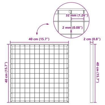 vidaXL Σίτα Ασημί 40 x 40 x 2 cm Γαλβανισμένο Ατσάλι Ψυχρής Βύθισης